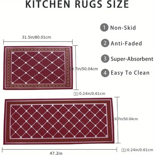 Cushioned Waterproof Kitchen Mats with Non-Skid Design